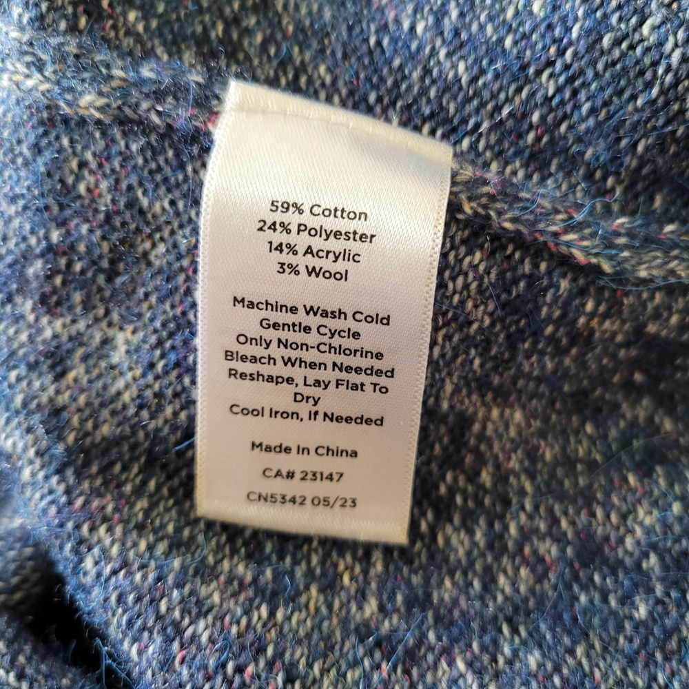 NWOT Talbots Zip Collar Sweater Dress 1X Navy Blue Solid Collared Classic Cotton - Picture 6 of 8